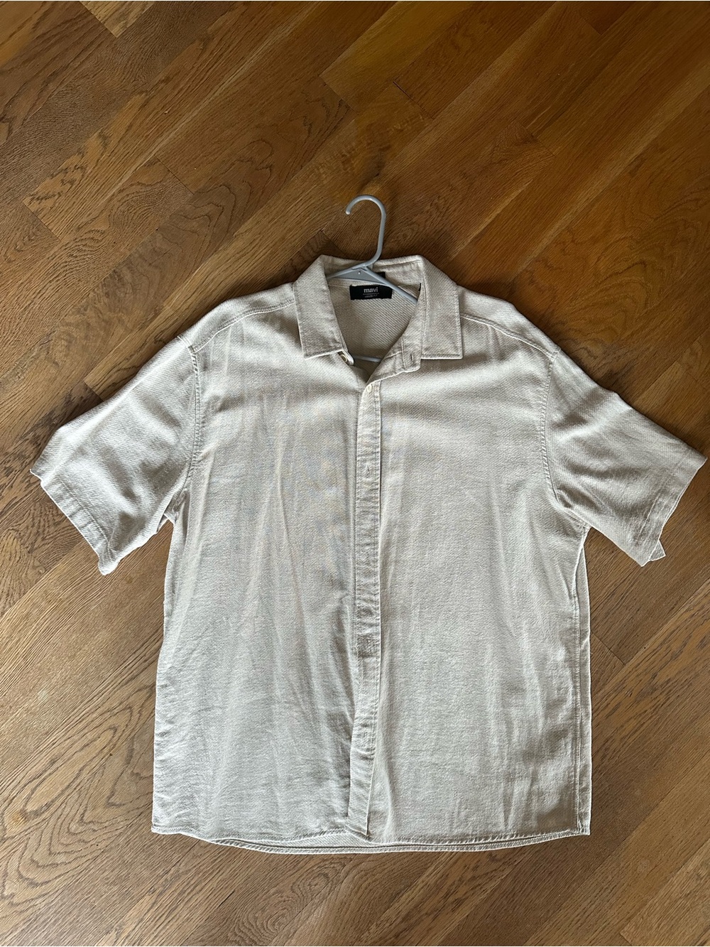 Mavi Boxy Button Up Short Sleeve Shirt Men’s XL Oyster Gray Tan Beige